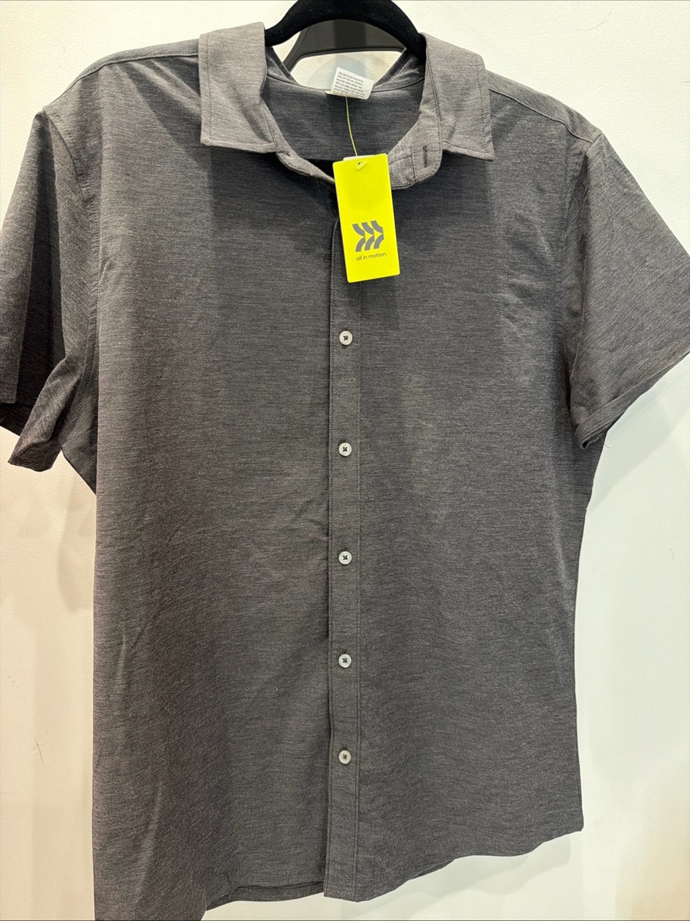 New with tags all in motion Short-Sleeve Button-Down Shirt - Charcoal